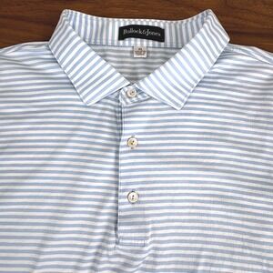 Bullock & Jones Mens XL Blue White Striped Golf Polo Shirt Short Sleeve‎ Casual